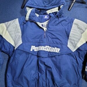 VTG Starter Penn State Nittany Lions Pullover Jacket XL Blue White Gray Hooded
